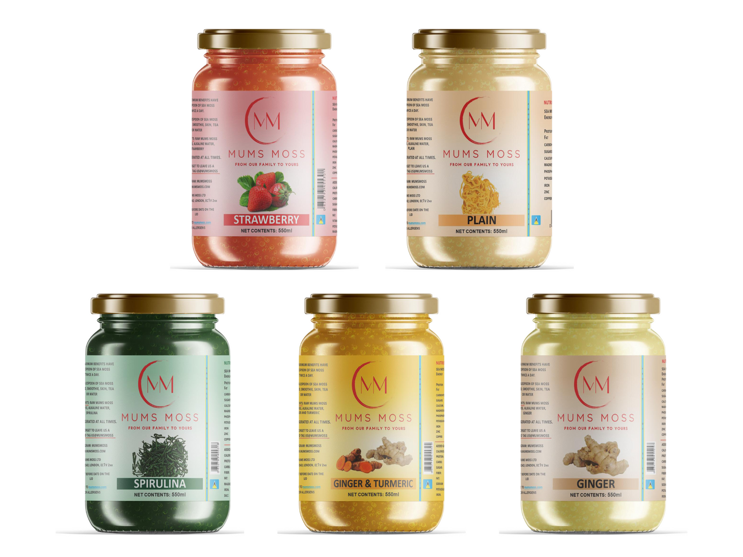 Mums Moss All Flavours Sea Moss Gel 5 Pack (550ml)